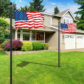 Butizone six-section telescoping flag pole adjusts height for versatile mounting.