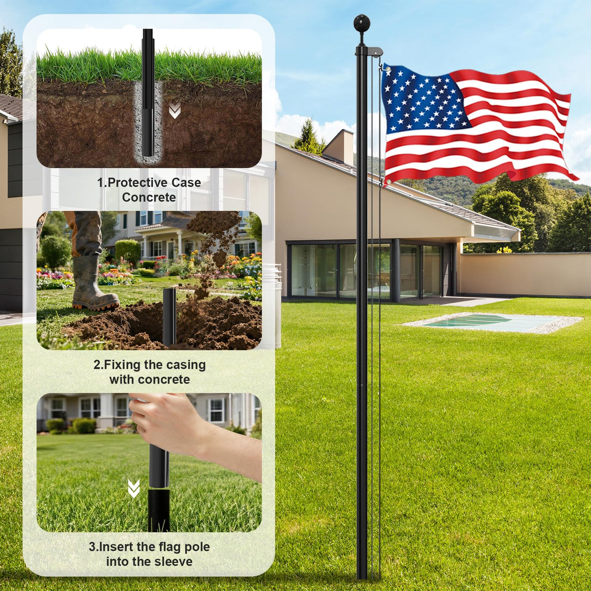 Butizone complete flag flying kit offers ready-to-use display.