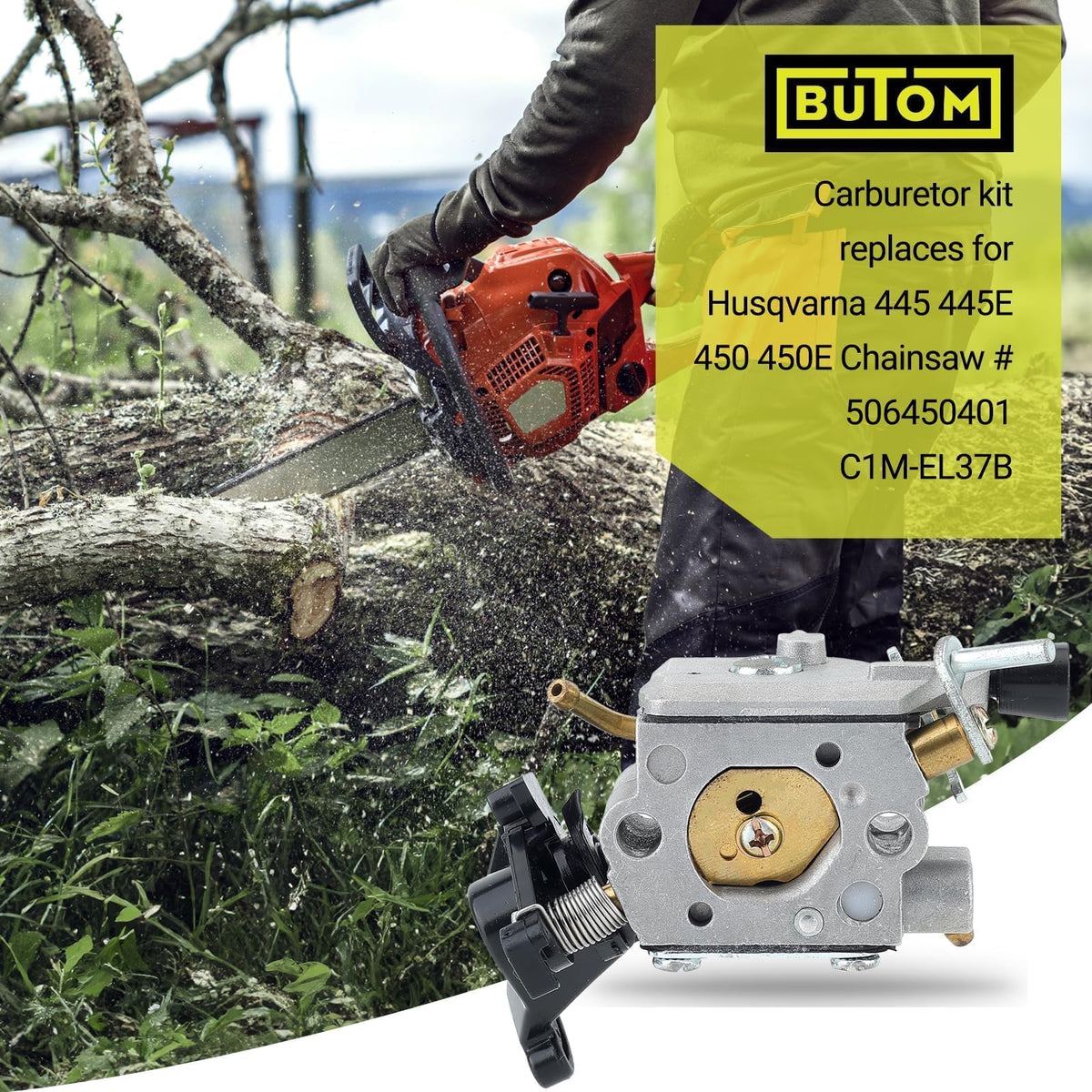 Butom air filter included with carburetor for engine protection