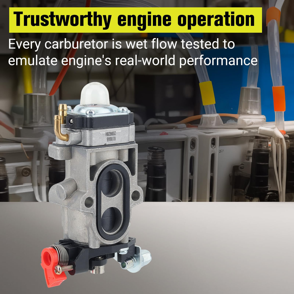 Butom carburetor start lever in action during startup