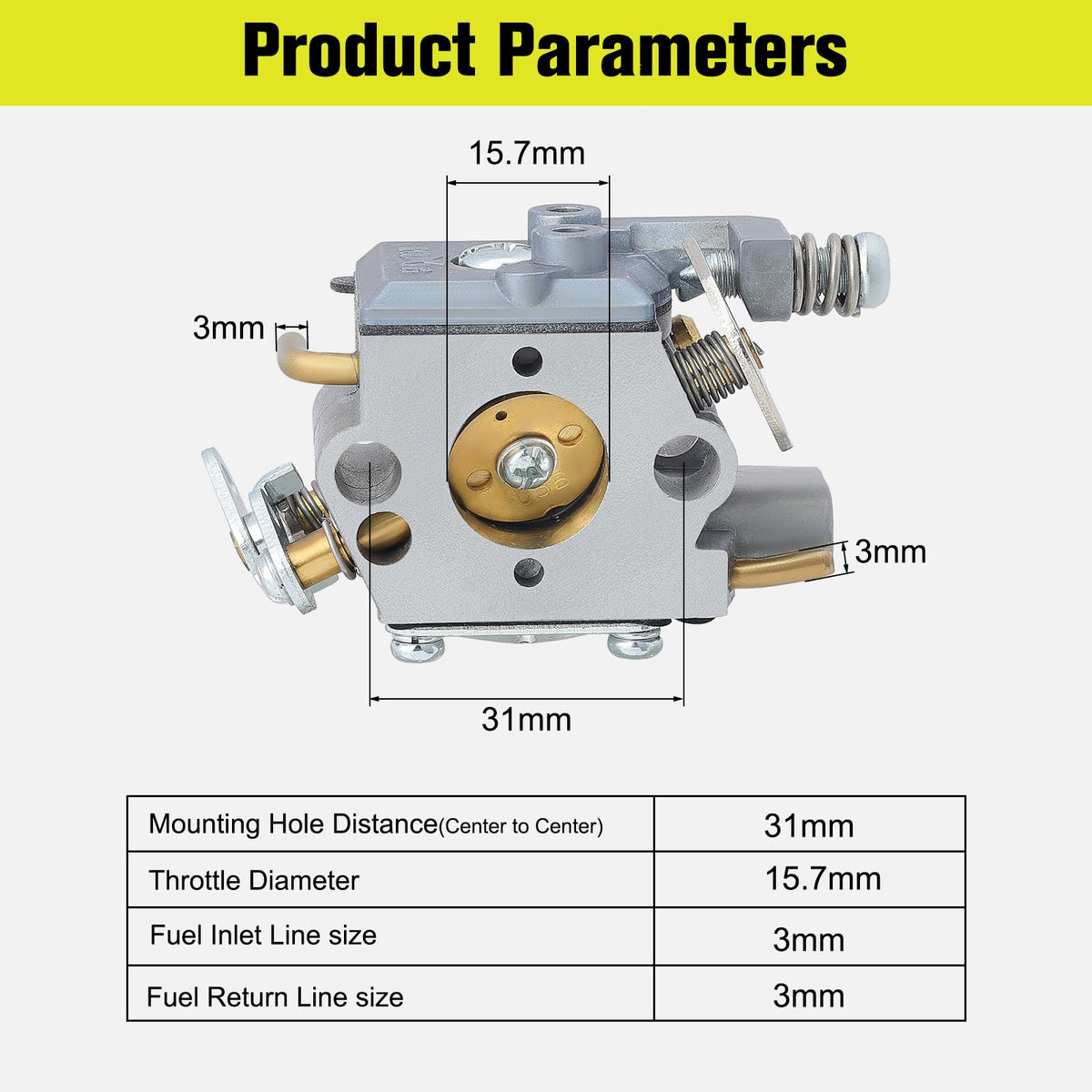 Butom RY3714 carburetor compatibility chart showing supported part numbers