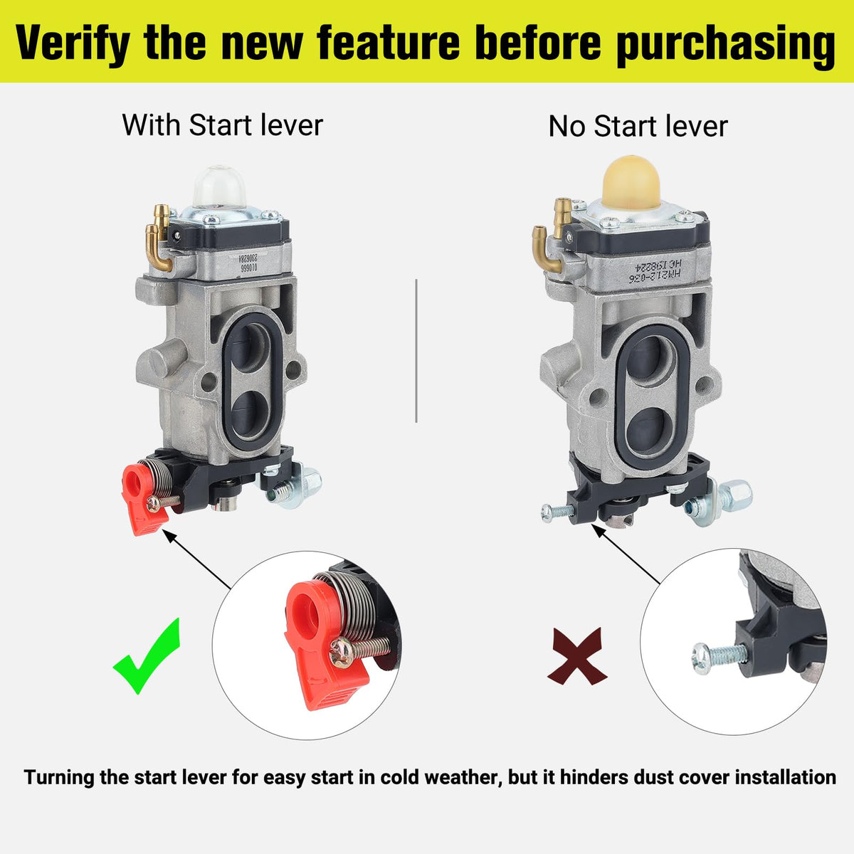 Butom WYA-44 carburetor with spark plug primer aiding starts