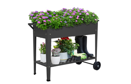 BUTUNITA raised planter box with legs and wheels, easy to move for seasonal layouts.