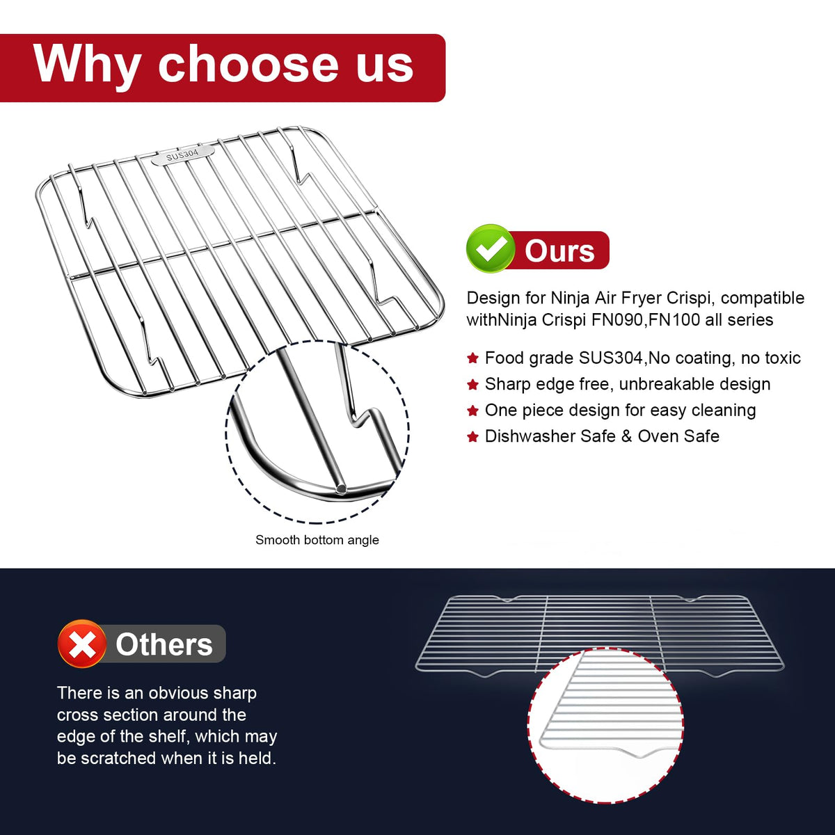 Buwesru Crisper Rack made of stainless SUS304 for durability.