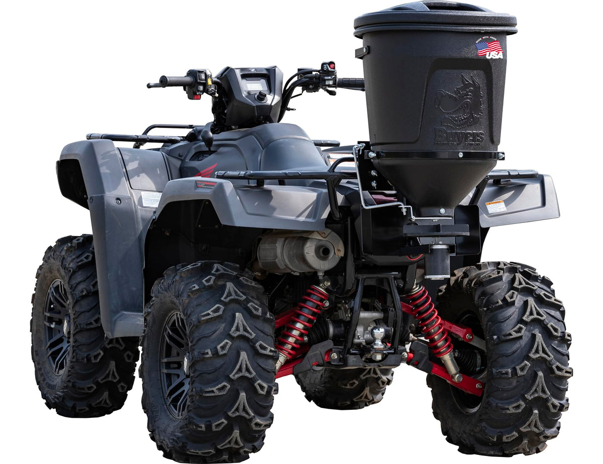 Buyers Products ATVS15A hopper ready for seed and fertilizer applications.