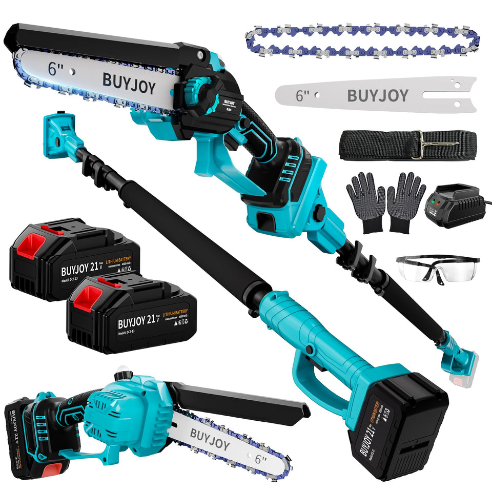 BuyJoy 2-in-1 electric pole saw extended reach for high branches.
