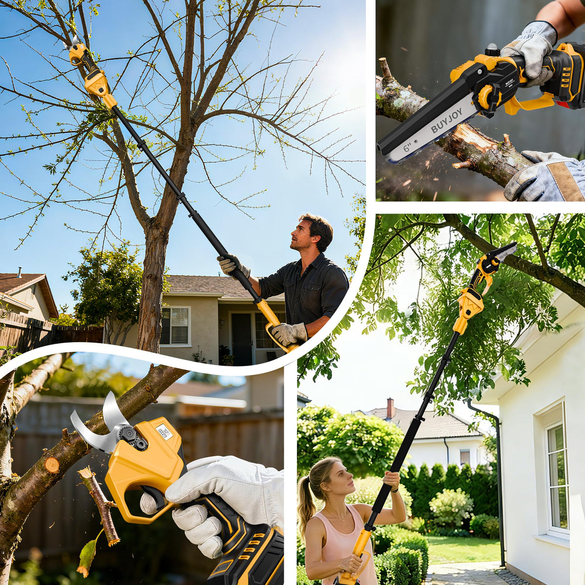 BuyJoy 9-5ft extension to reach high branches without ladders.
