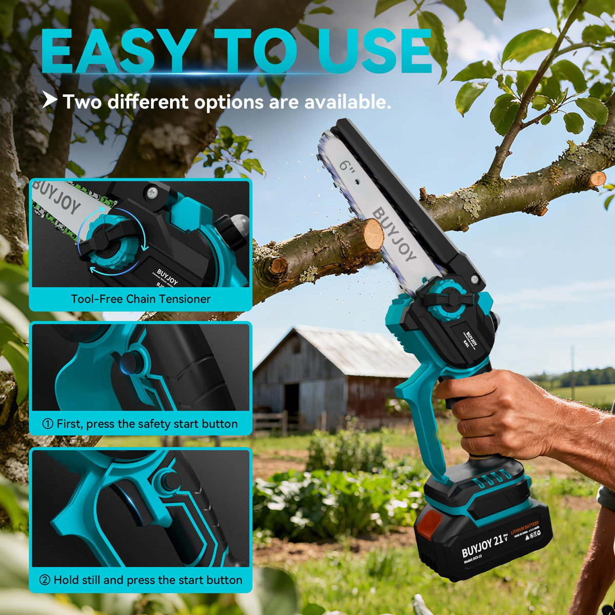 BuyJoy automatic lubrication system keeps blades smoothly oiled.