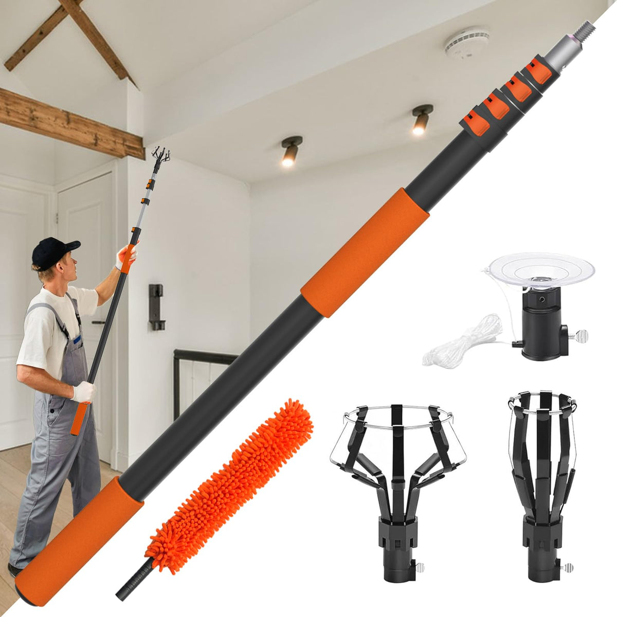 Buyplus 18.5ft reach bulb changer extending to high ceilings for easy bulb swaps