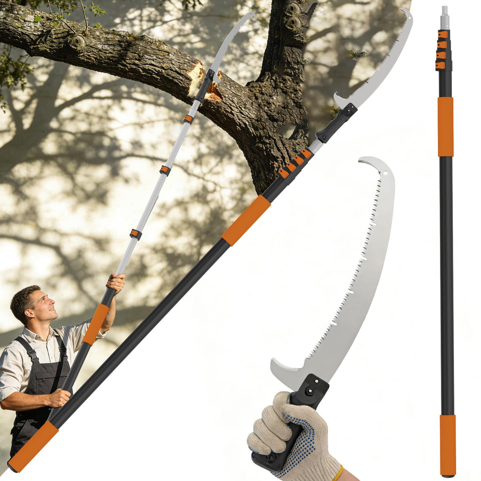 Buyplus 26ft reach pole saw extended length for tall pruning.