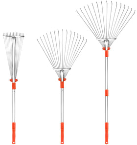 Buyplus adjustable leaf rake with extendable handle for comfortable reaching in tall hedges