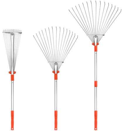 Buyplus adjustable leaf rake with extendable handle for comfortable reaching in tall hedges