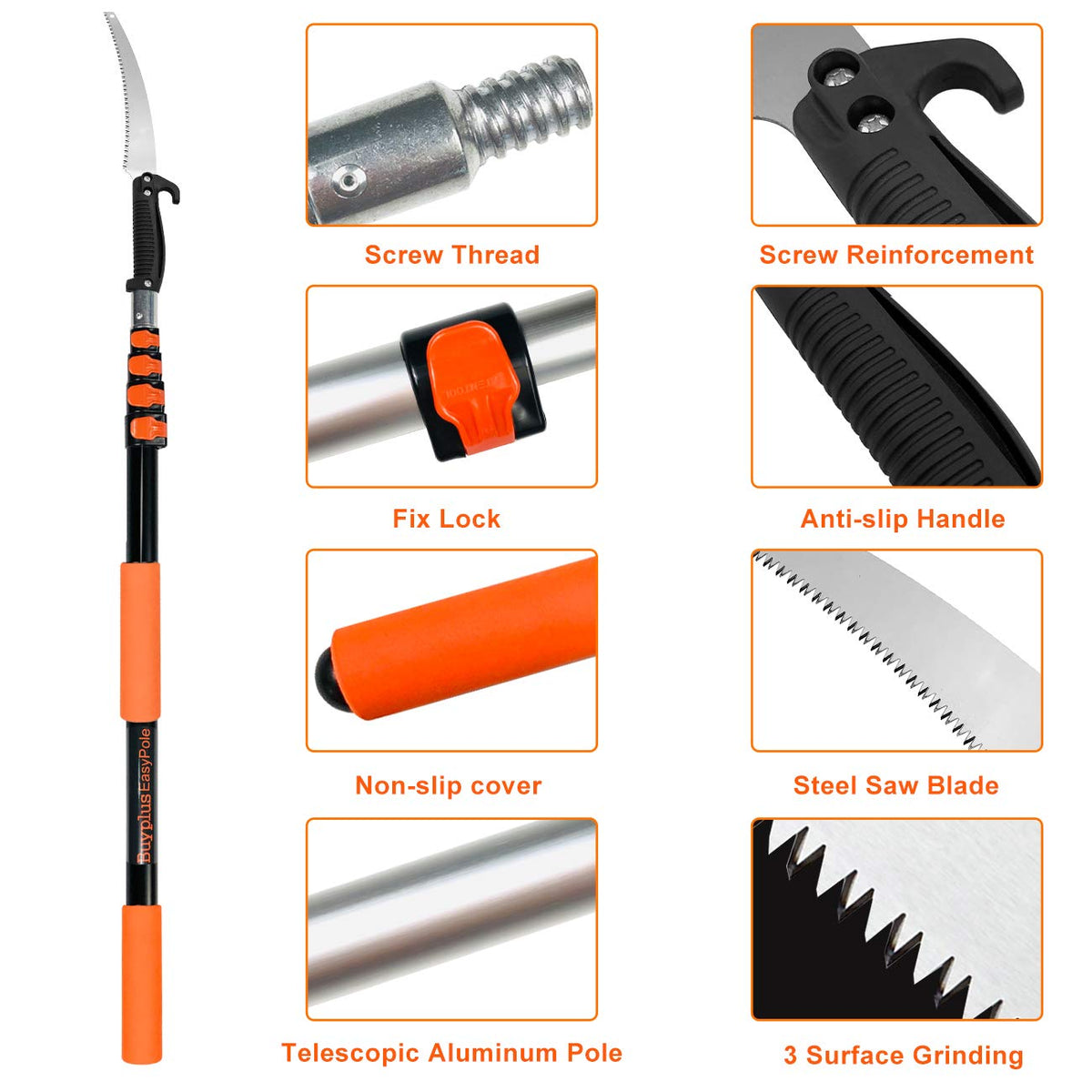 Buyplus carbon steel blade provides smooth cuts and rust resistance.