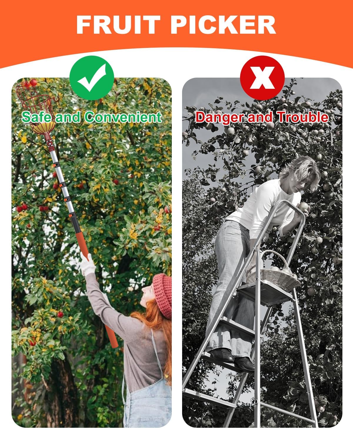 Buyplus extended telescoping pole showing reach.
