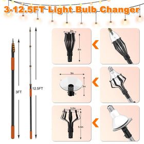 Buyplus flip-tab lock design ensures secure extension during bulb changes