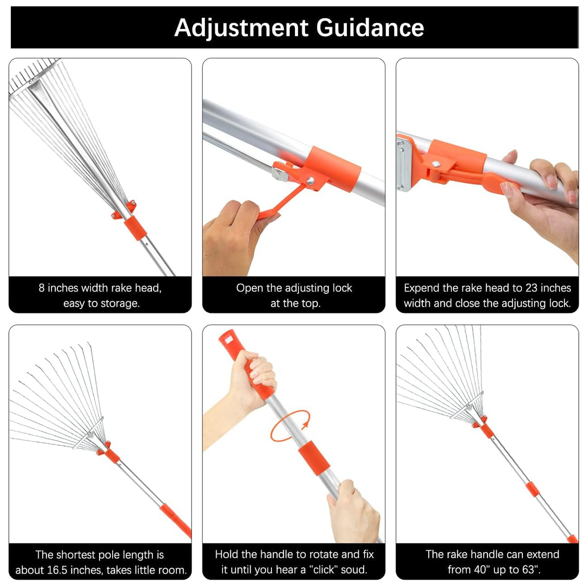 Buyplus lightweight metal rake in action for easy leaf collection