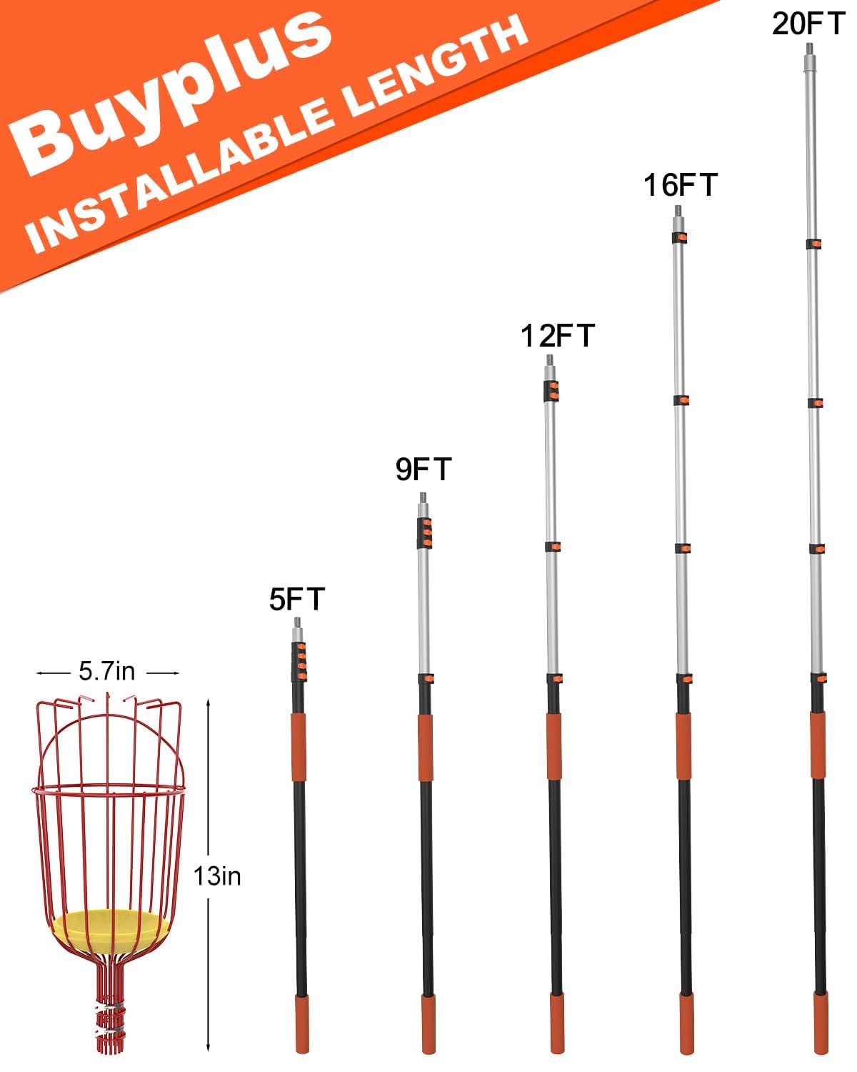 Buyplus metal fruit basket attachment secured to pole.