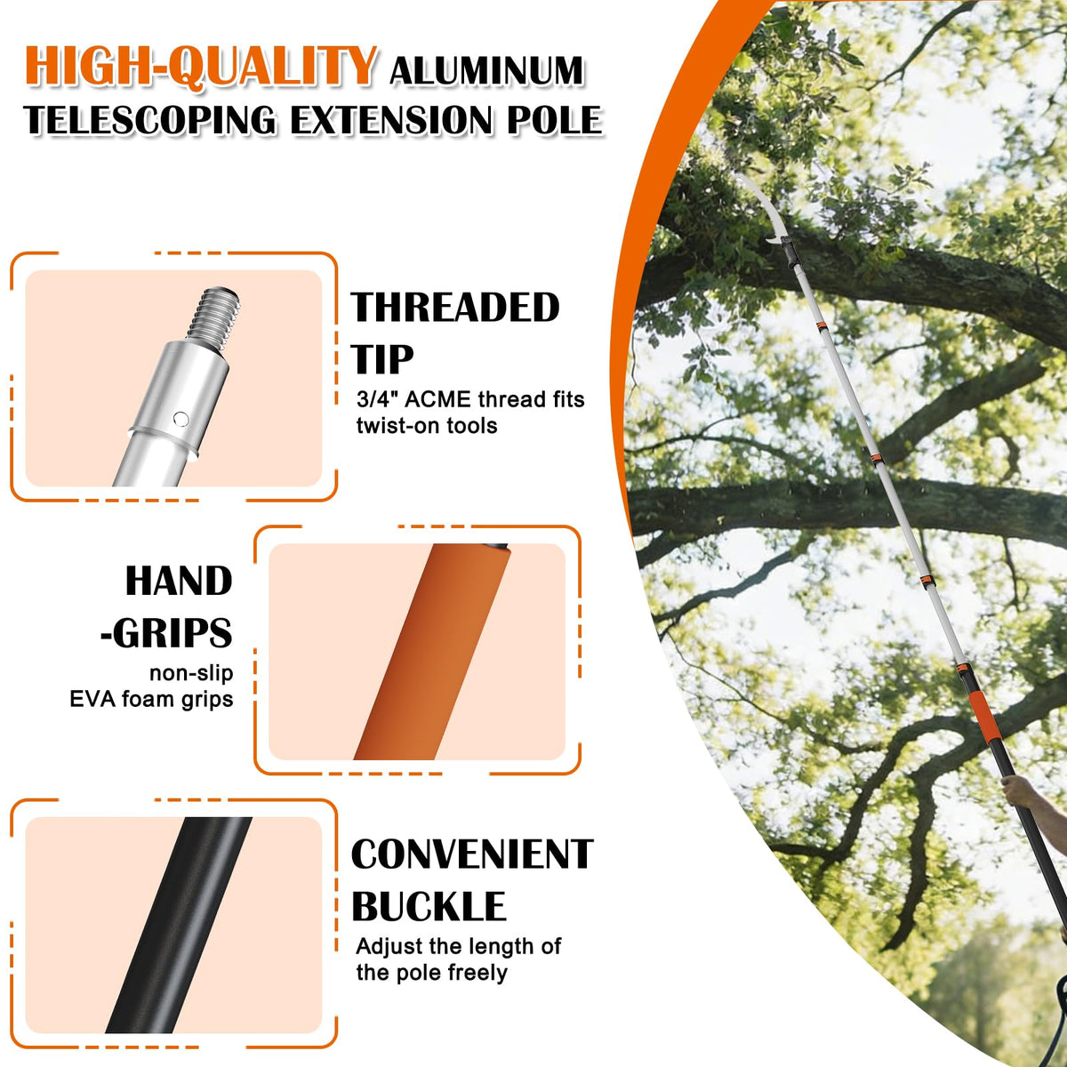 Buyplus removable head feature for multi-use yard tools.