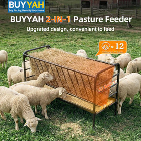 BUYYAH Pasture Feeder, galvanized steel frame withstands harsh weather for lasting use.