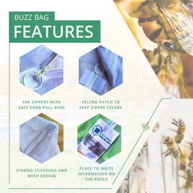 Buzz Bag high-quality rip-resistant mesh provides long-lasting hive protection.