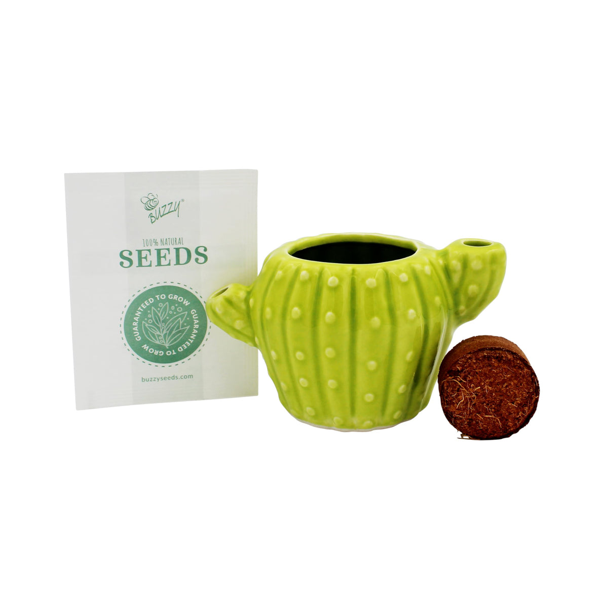 Buzzy Seeds decorative cactus-shaped planter brightens windowsill and office spaces