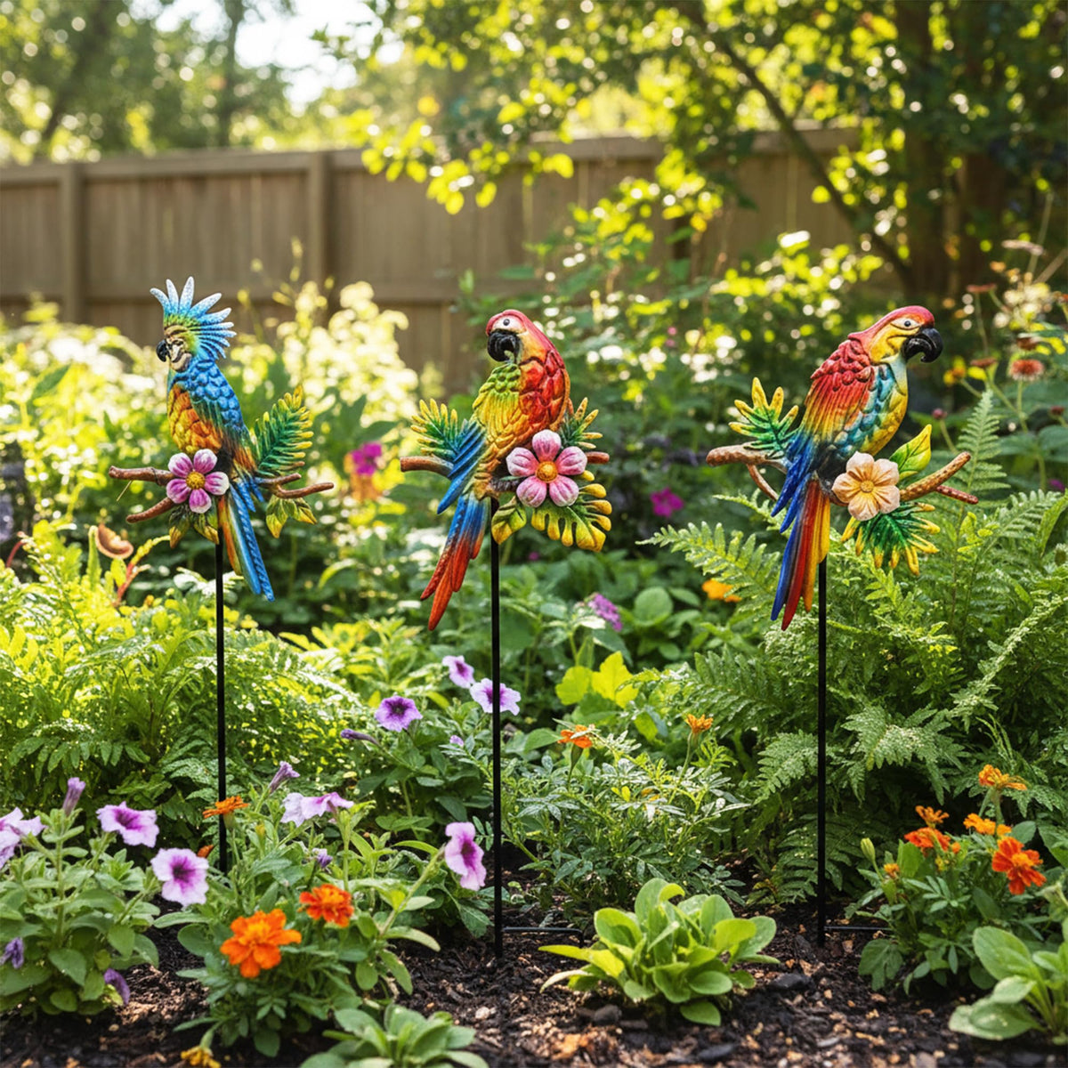 BVLFOOK Festive Outdoor Decor Bird Stakes light up yards during holidays.