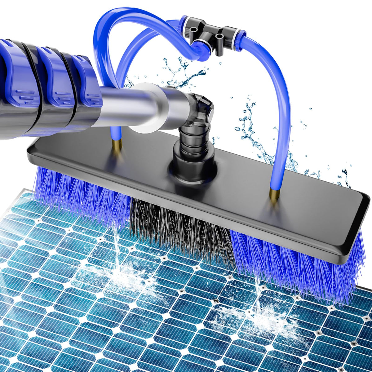 BVOHVN 20ft water-fed kit enables safe solar panel cleaning from ground.