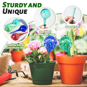 Bvrbaory colorful glass bulbs catch sunlight for decorative plant care.