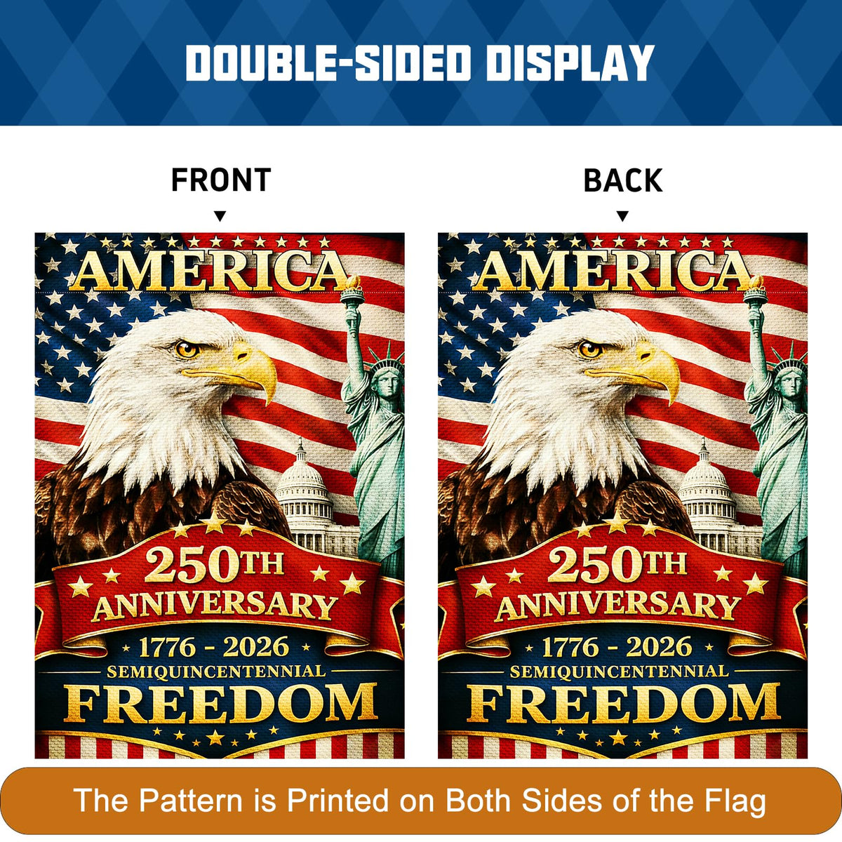 BWFY eagle and Statue of Liberty design flag for curb appeal