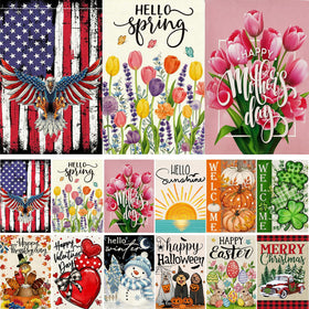 BWFY linen seasonal flags spring 12x18 for vibrant year-round yard decor.