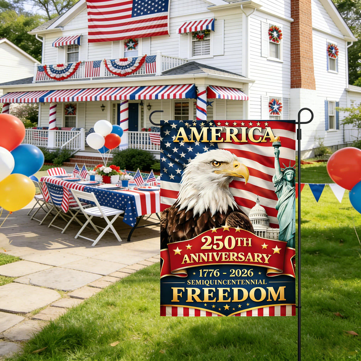 BWFY Memorial Day decor flag enhances yards, gardens, and porches