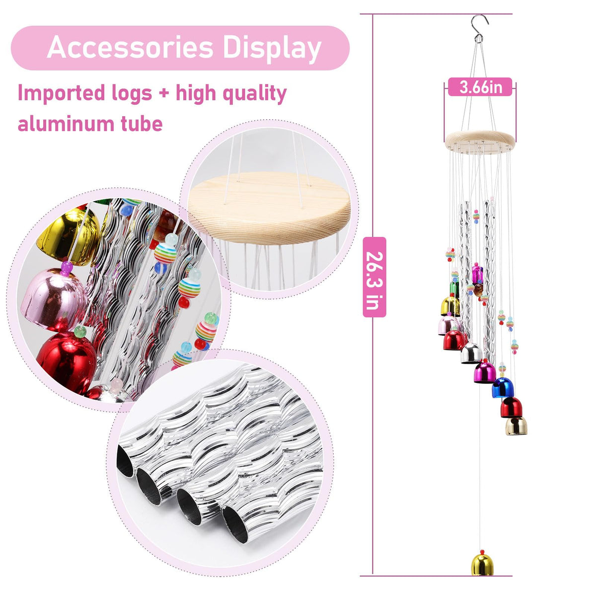 Outdoor wind chime with aluminum tubes and spiral design for garden ambience