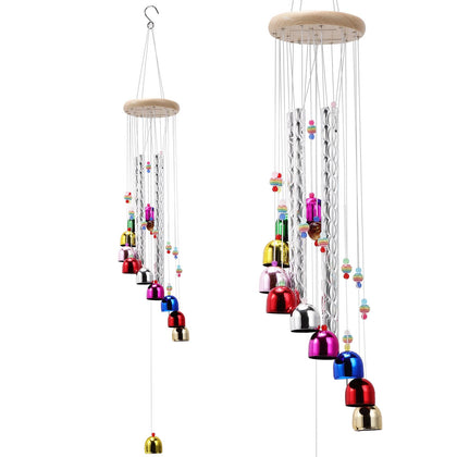 Bwinka wind chimes with four tubes and thirteen bells for soothing outdoor sound