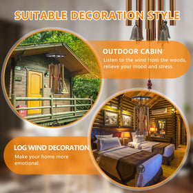 Bwinka wind chimes with wood top enhance porch decor.