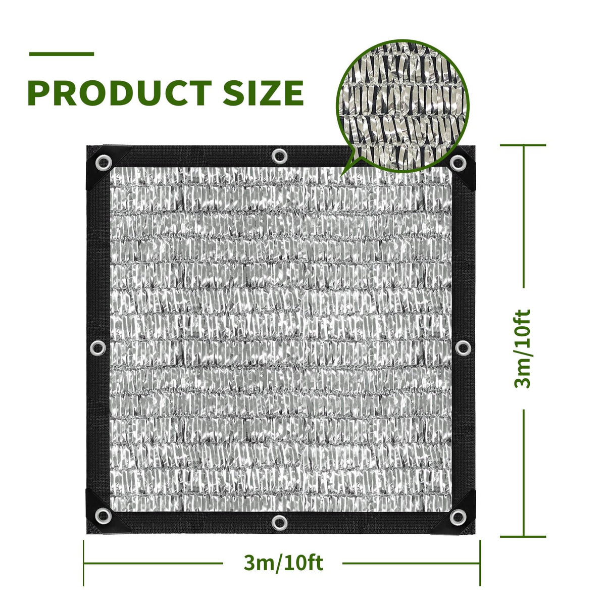 BXAEYIPOR aluminum shade cloth 10x10 grommets closeup highlights secure setup