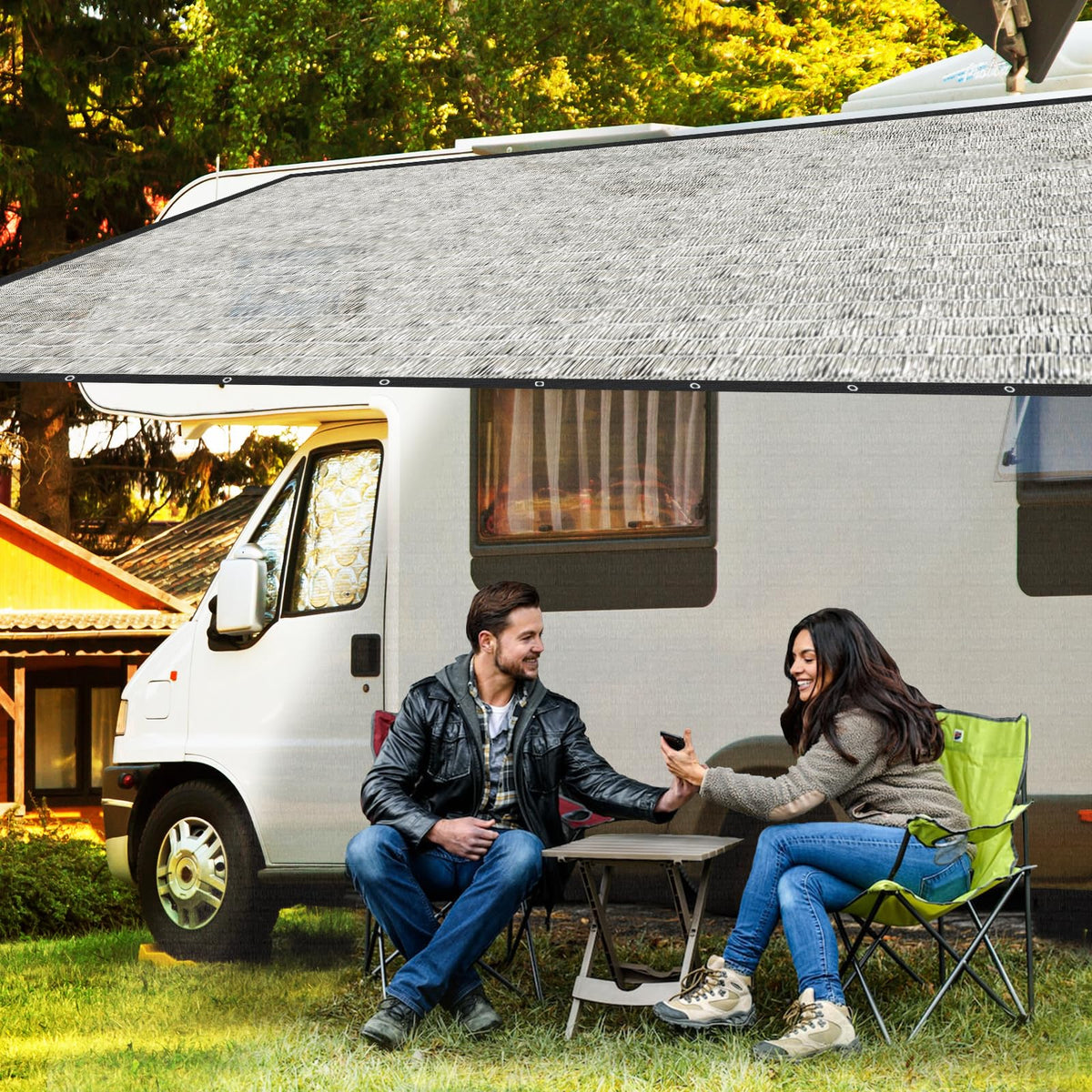 BXAEYIPOR durable mesh tarp demonstrates wind and UV resistance outdoors