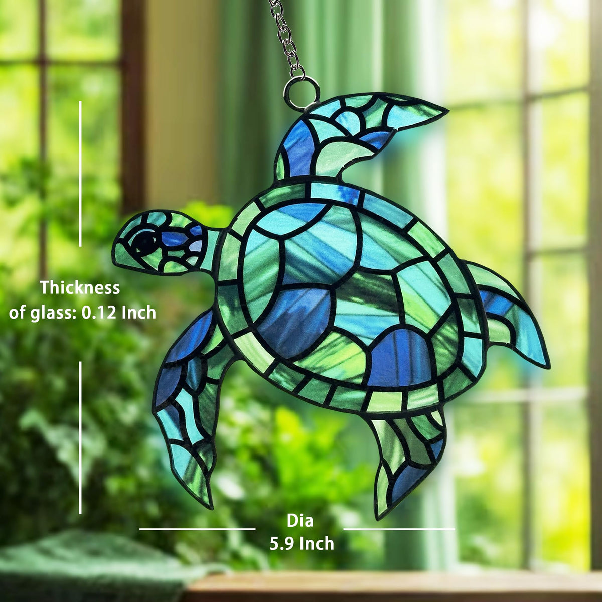 BXLZ Sea Turtle Suncatcher balcony decor casts prism glints at sundown.