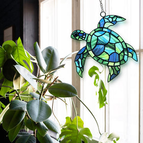 BXLZ Sea Turtle Suncatcher suction cup for easy placement on windows.