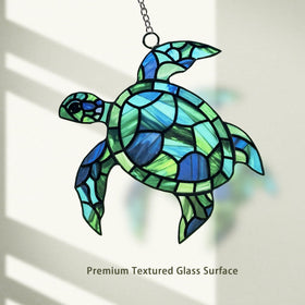 BXLZ Sea Turtle Suncatcher textured glass detail enhances any window.