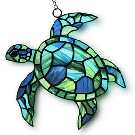 BXLZ Sea Turtle Suncatcher window decor with calming, colorful reflections.