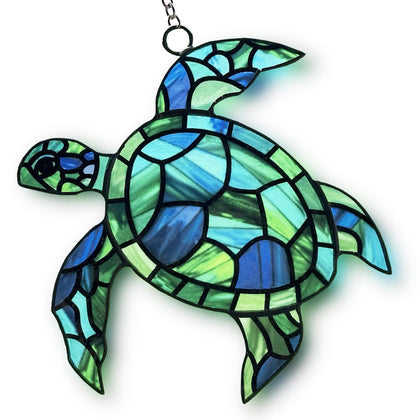BXLZ Sea Turtle Suncatcher window decor with calming, colorful reflections.