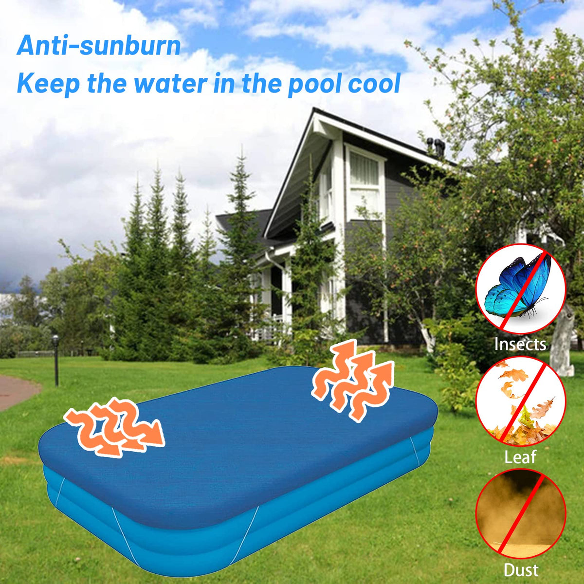 BXXLOOKG pool cover folded for easy storage in garden shed.