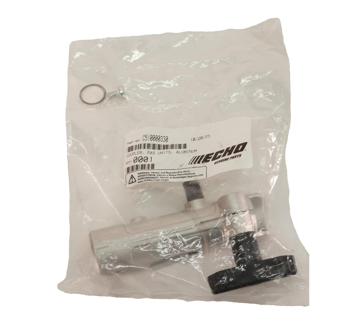 Two e-books bonus offer shown alongside OEM Echo main pipe coupling.