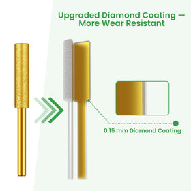 Close-up of Byane diamond coating on a sharpening bit showing wear resistance.