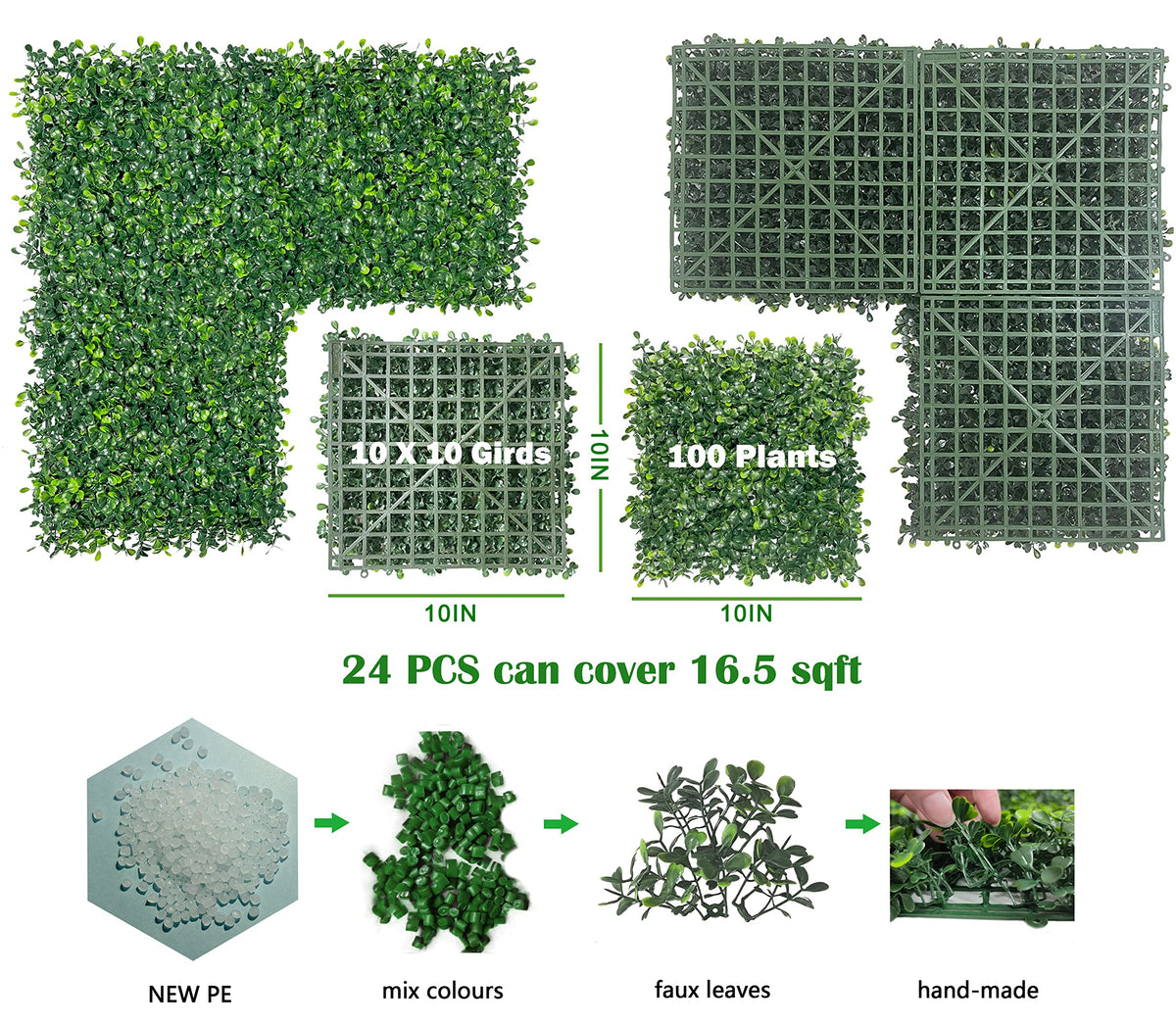 Bybeton grass wall panel showing easy snap-and-lock installation for privacy screens.