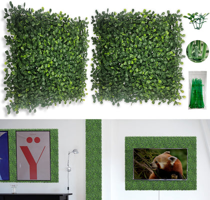 Bybeton 12-pack artificial grass wall panels, 10x10 inches, ideal for indoor and outdoor backdrops.