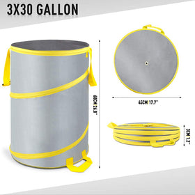 Byhagern 3-pack 30-gallon collapsible trash can for camping.