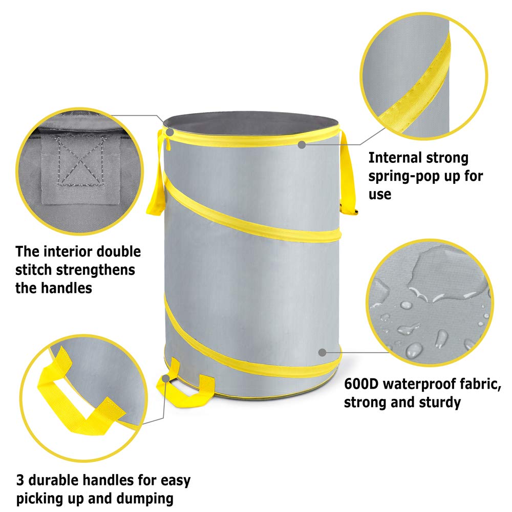Byhagern 3-pack 30-gallon collapsible trash can tear-resistant 600D fabric.