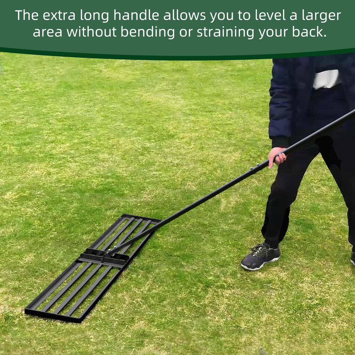 Byhagern 69-inch ergonomic handle reduces back strain during use.