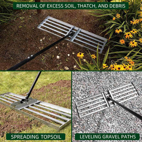 Byhagern Lawn Leveling Rake ideal for spreading topsoil and leveling turf